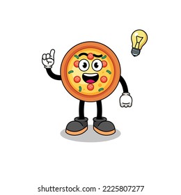 pizza cartoon with get an idea pose , character design
