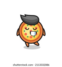 pizza cartoon illustration with a shy expression , cute style design for t shirt, sticker, logo element