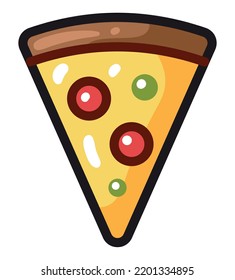 icono plano aislado de la caricatura de pizza
