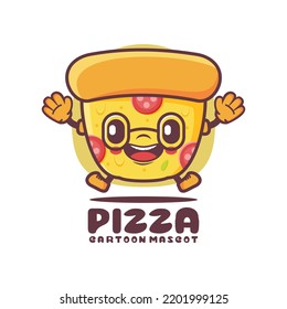 Pizza cartoon mascot. fast food vector illustration. isolated on a white background