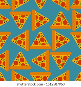 Pizza cartoon pattern seamless. Fast food background. vector texture