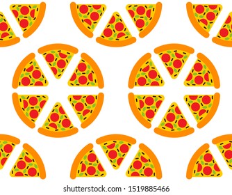 Pizza cartoon pattern seamless. Fast food background. vector texture
