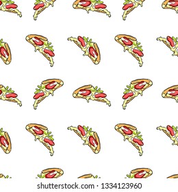 Pizza. Cartoon print. Seamless vector pattern (background).