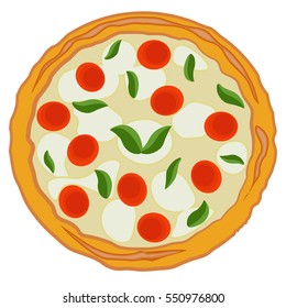 pizza cartoon vector icon on the white background