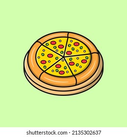 Pizza cartoon vector illustration. Flat cartoon style