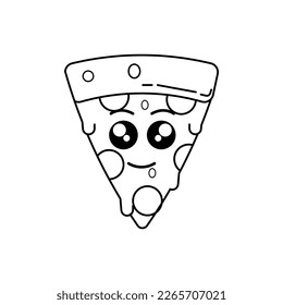 Pizza cartoon  vector illustration template for Coloring book. Drawing lesson for children	