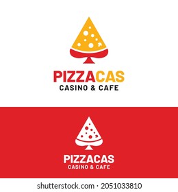 Pizza Casino Poker Ace Logo Design Template. Suitable for Pizza Italian Restaurant Pizzeria Cafe Bistro or Poker Casino Gambling Club Logo Design.