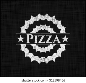 Pizza chalk emblem written on a blackboard