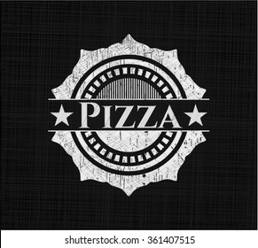 Pizza chalkboard emblem on black board