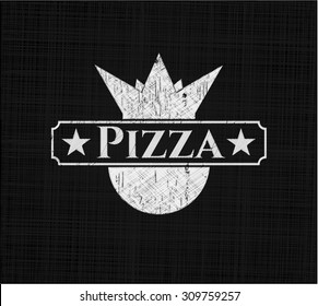 Pizza chalkboard emblem written on a blackboard