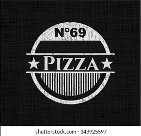 Pizza chalkboard emblem written on a blackboard