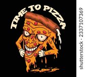 Pizza character angry smile vector illustration for your company or brand