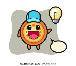 Pizza character cartoon getting the idea, cute style design for t shirt, sticker, logo element