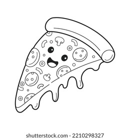 Pizza Character Coloring Page Illustration