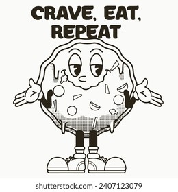 Pizza Character Design With Slogan Crave, eat, repeat