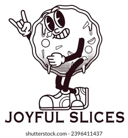 Pizza Character Design With Slogan Joyful slices