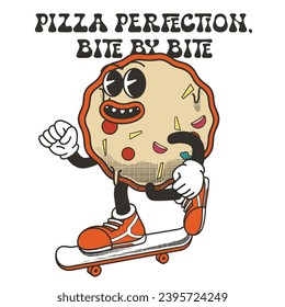 Pizza Character Design With Slogan Pizza Perfection, Bite by Bite