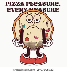 Pizza Character Design With Slogan Pizza pleasure, every measure