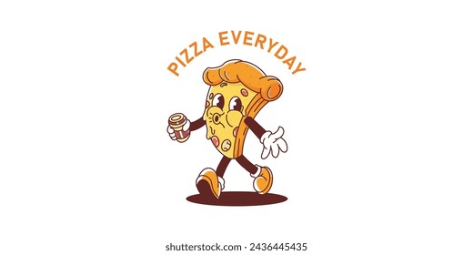 pizza character logo vector cartoon