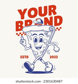 Pizza Character, Retro Mascot Character, vintage logo svg