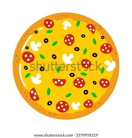 Pizza character. Vector hand drawn cartoon kawaii character illustration icon. Isolated on white background. Happy Pizza character concept