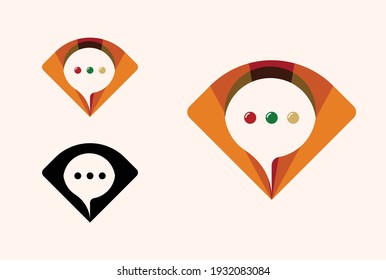 Pizza Chat Logo, unique pizza chat or talk logo, a combination of pizza food forms by applying a modern concept topped by the or talk symbol in the middle, this logo is perfect for food delivery service