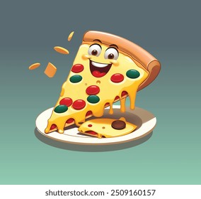 Pizza mit Käsegrafik, Pizzaschnittvektor