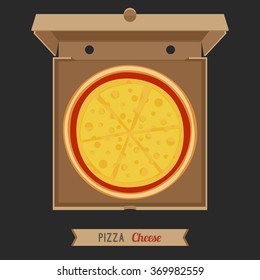 Pizza Cheese in the opened cardboard box.