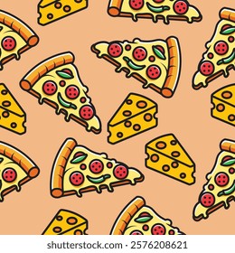 Pizza and Cheese Pattern Seamlees