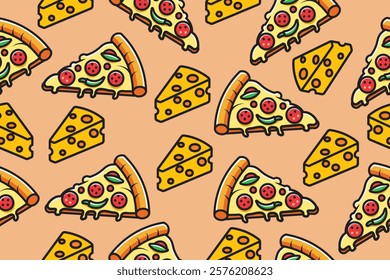 Pizza and Cheese Pattern Seamlees