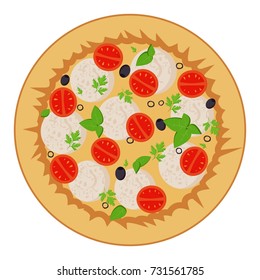 Pizza with cheese and red fresh tomatoes