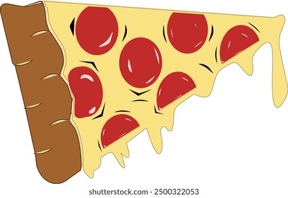 Pizza con queso y salami.Ilustración vectorial