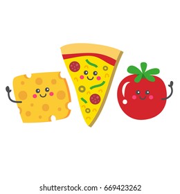 Pizza cheese and tomato. Vector illustration