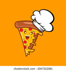 Pizza chef cartoon kawaii. Vector illustration 