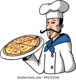 Pizza chef illustration design