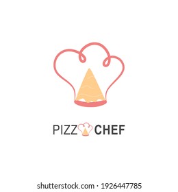 Pizza chef logo for cafe packaging and restaurant menu. Fast food logo with modern flat style vector illustration. Pizza chef hat logo for Italian pizzeria with minimalist flat style pizza restaurant.