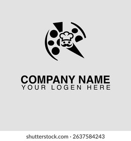 Pizza chef logo design italian restaurant pizzeria food delivery service modern creative vector illustration