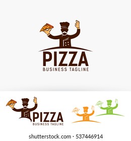 Pizza chef logo design. Restaurant, Food and beverage logo concept. Vector logo template