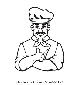 Pizza Chef Man Cook Line Art Stock Vector (Royalty Free) 1076560157 ...