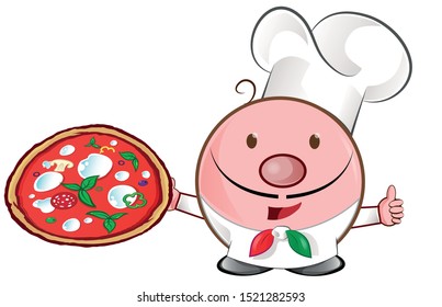 pizza chef mascot cartoon. vector