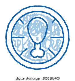 Pizza Chicken sketch icon vector. Hand drawn blue doodle line art Pizza Chicken isometric sign. isolated symbol illustration