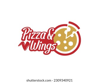 Pizza and Chicken Wings Restaurant Logo Design Template