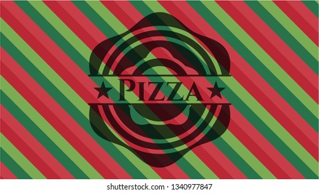 Pizza christmas style emblem.