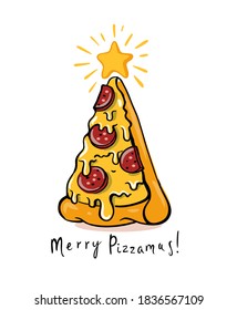 Pizza Christmas Tree On White 