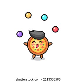 the pizza circus cartoon juggling a ball , cute style design for t shirt, sticker, logo element