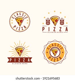 Pizza clasic logo design collection Vector
