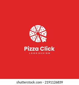 pizza click logo, pizza cursor logo, pizza online logo design concept