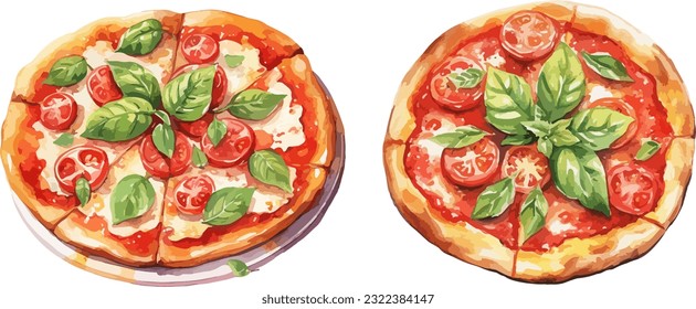 Pizza clipart, isolated vector illustration.