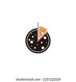 Pizza and clock geometric symbol simple logo vector