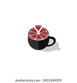 Pizza and coffee top view logo design vector